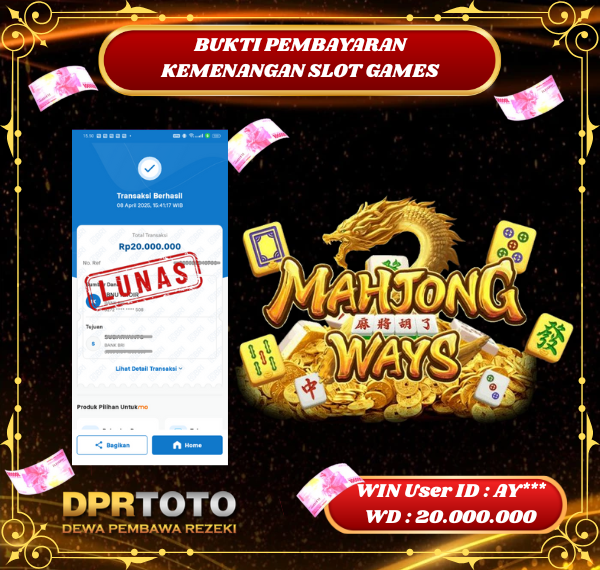 KEMENANGAN BESAR SLOT MAHJONG WAYS Rp 20.000.000 - LUNAS